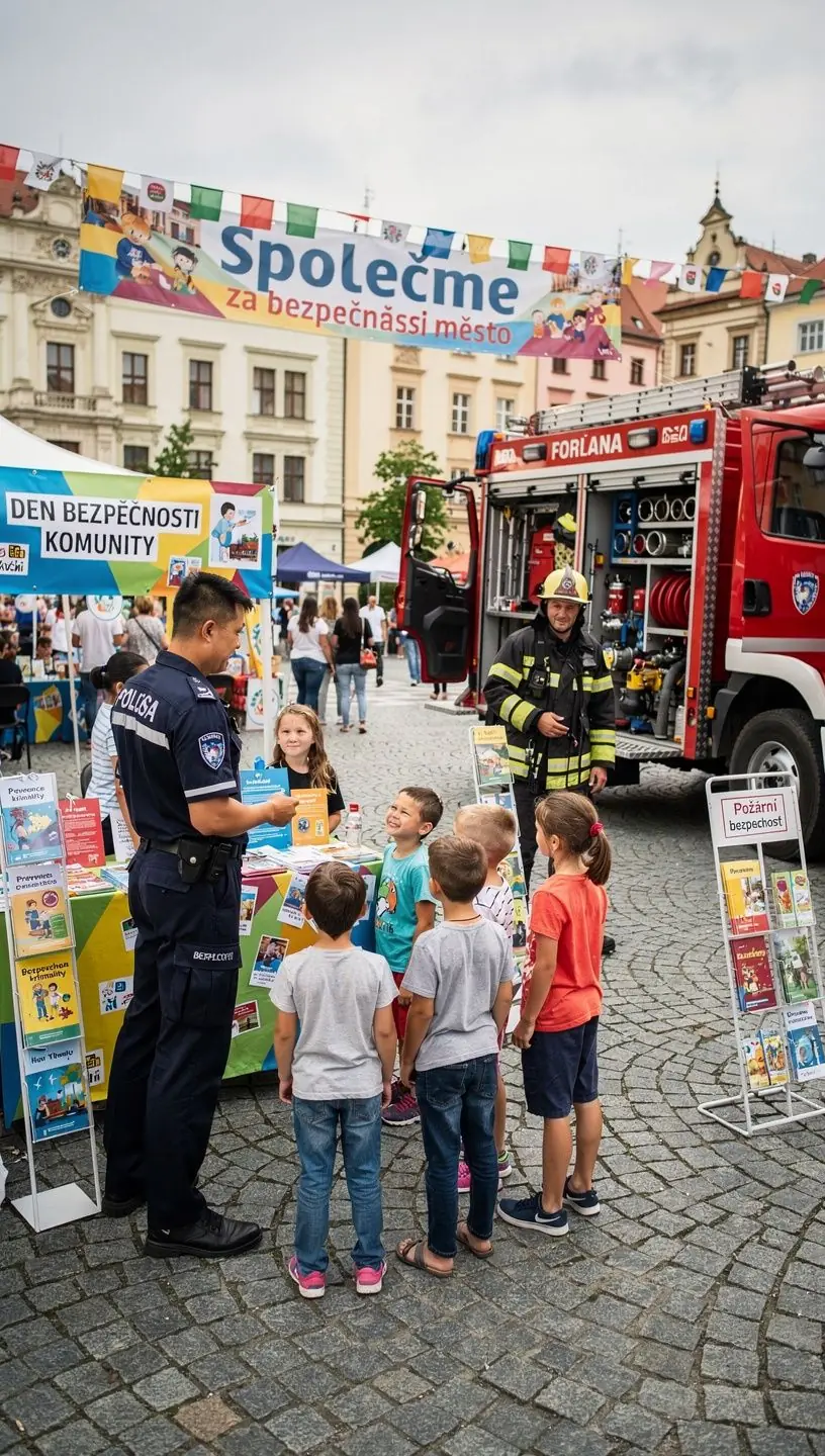Obrázek komunitní schůzky zaměřené na prevenci kriminality.